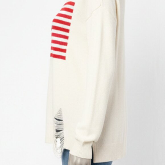 NWT Peace Love World Love Unites Us Americana Sweater Pristine Ivory M - Picture 10 of 13